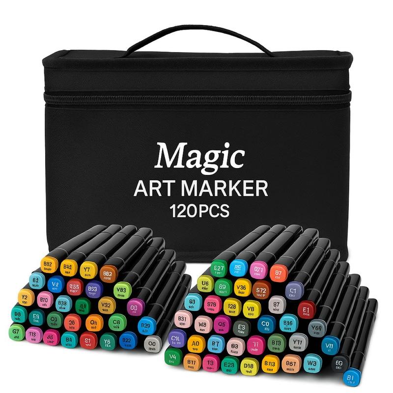 Kit Canetas Coloridas Ponta Dupla 120 cores Magic Art Marker